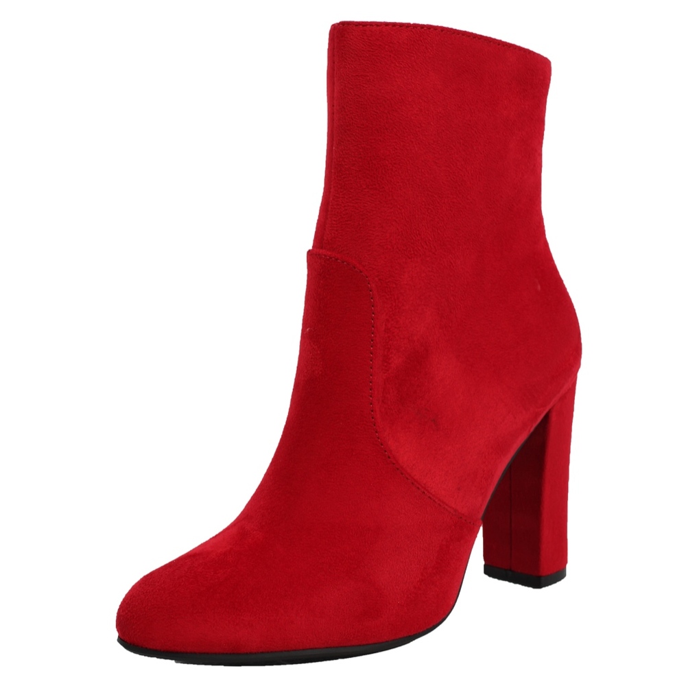SIZE 7.5 Red Almond Toe High Top Chunky heel Boot - Picture 3 of 8